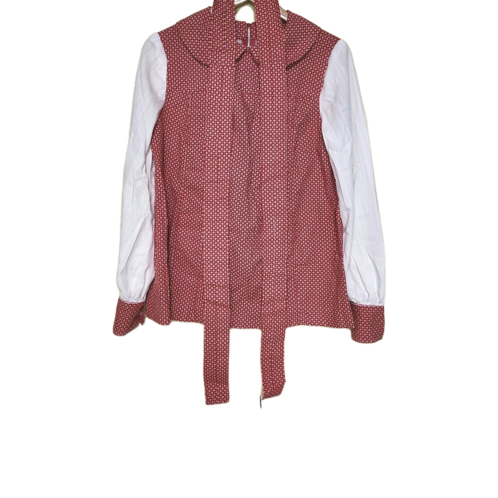 Vtg Handmade Girls Prairie Dress Or Shirt W/ Belt Back Zipper & Peter Pan Collar