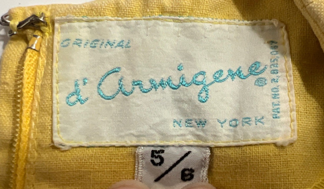 VTG D’Armigene Yellow Orange Chevron Short Sleeve Shift Dress Size 5/6