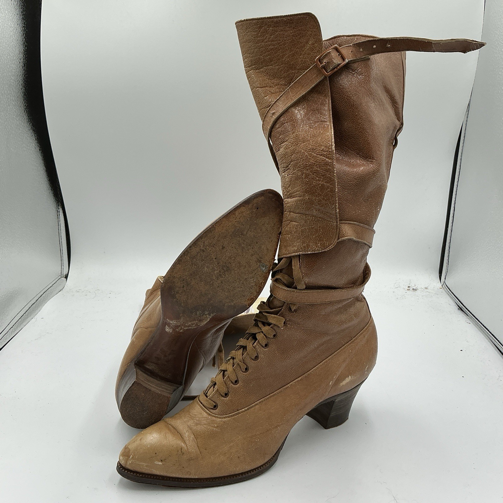 ANTIQUE Victorian Women’s ~8.5 Leather Lace Up Boots B. Lowenstein Bros Memphis