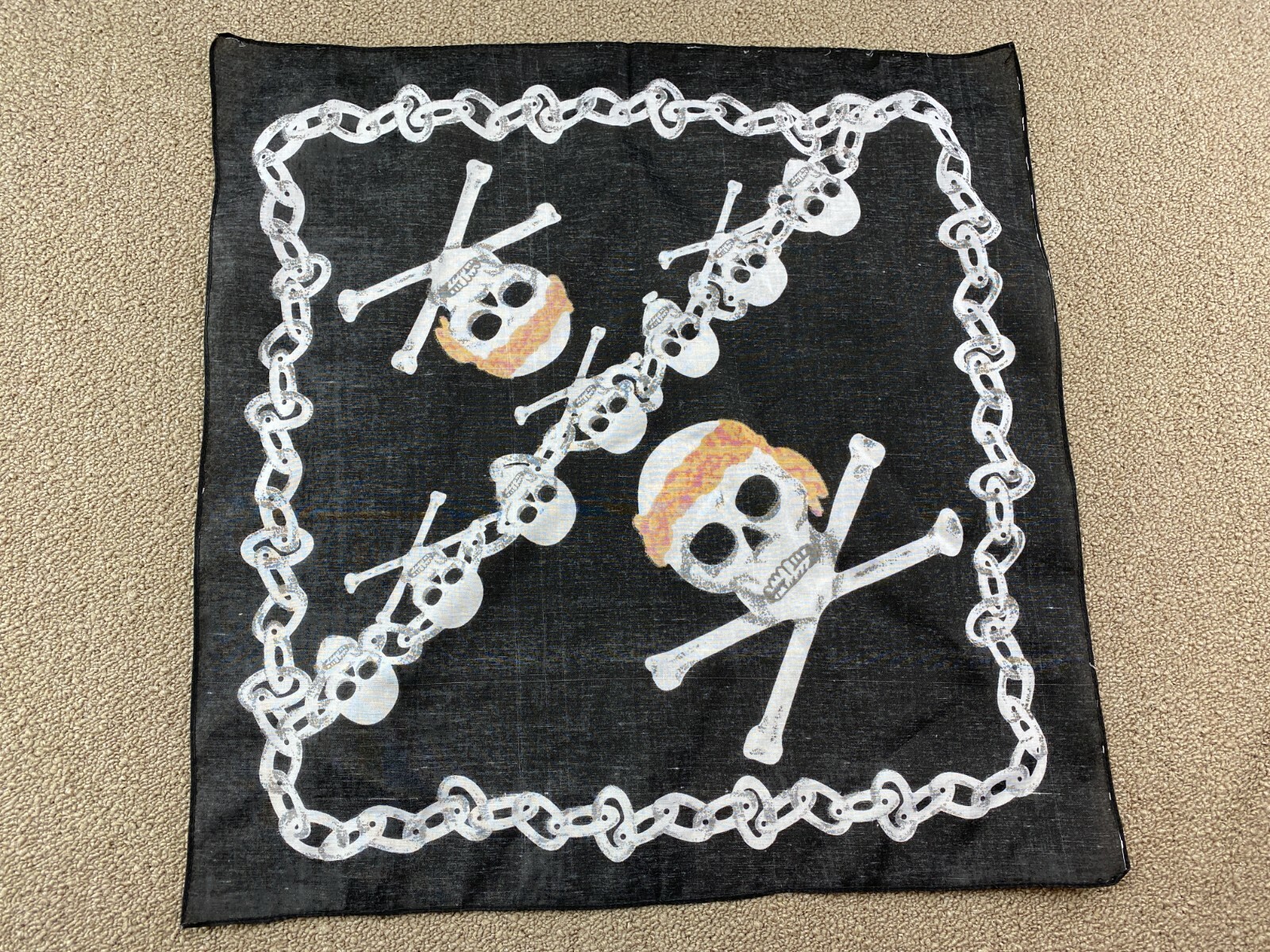 Pirate Skull and Crossbones Biker Bandana Handkerchief Motorcycle Design VTG