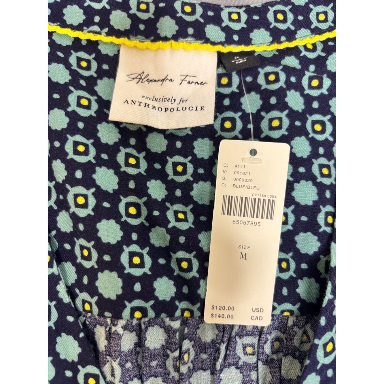 Anthropologie Alexandra Farmer Jumpsuit M NWT Blue Floral Boho Retro $120