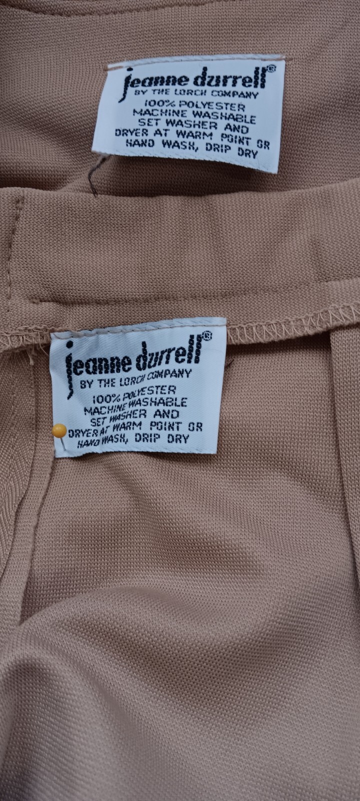 Jeanne Durell women’s Tan 2 piece Jacket Paneled Skirt Suit size X – LX AA351