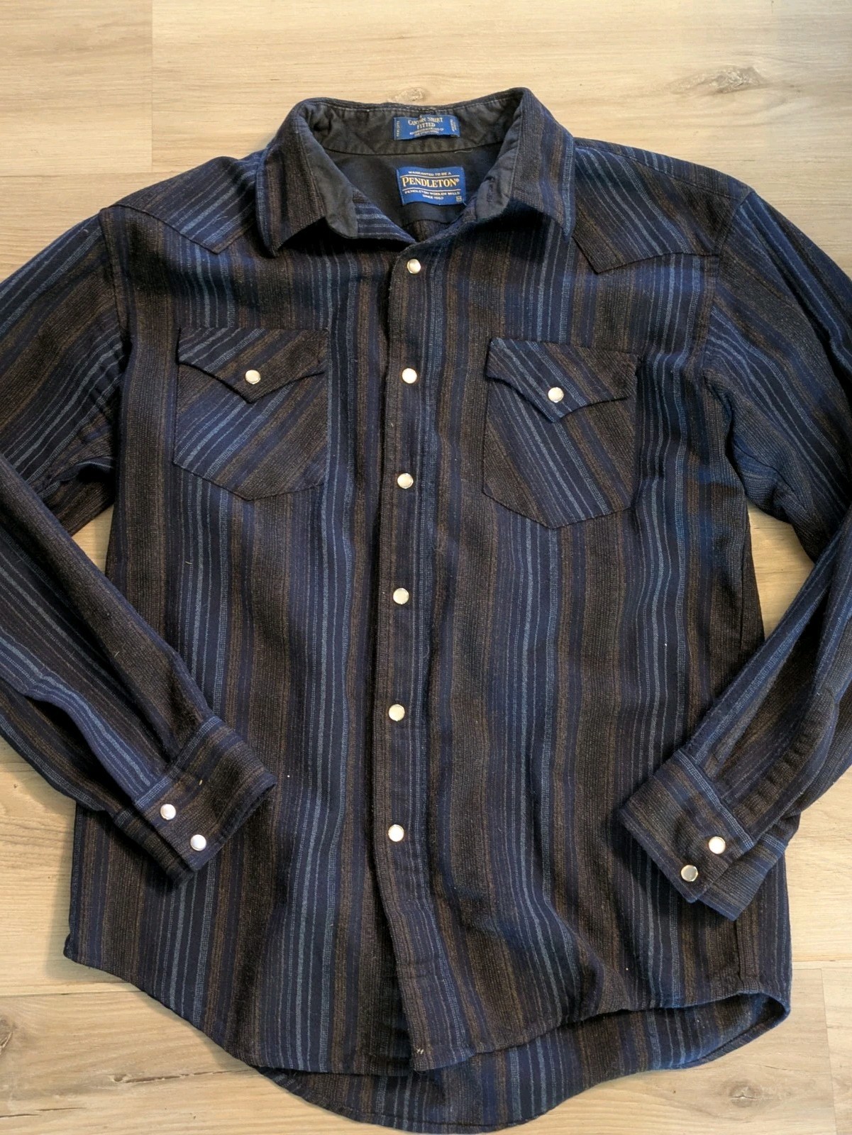 Pendelton Virgin Wool High Grade Western Wear Striped Long Sleeve Shirt Men’s M