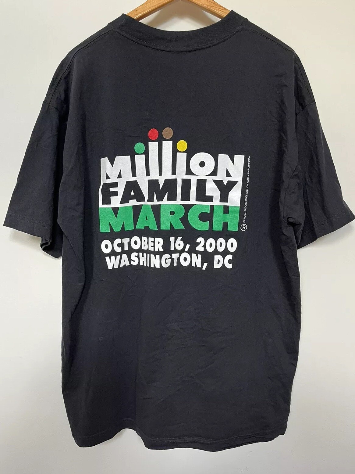 Vintage Y2K Shirt XL Million Family March Washington DC 2000 Tee Black Double