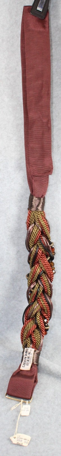 Carolyn Tanner Design Belt Brown Beads NOS Rope Braid Small fabric knots
