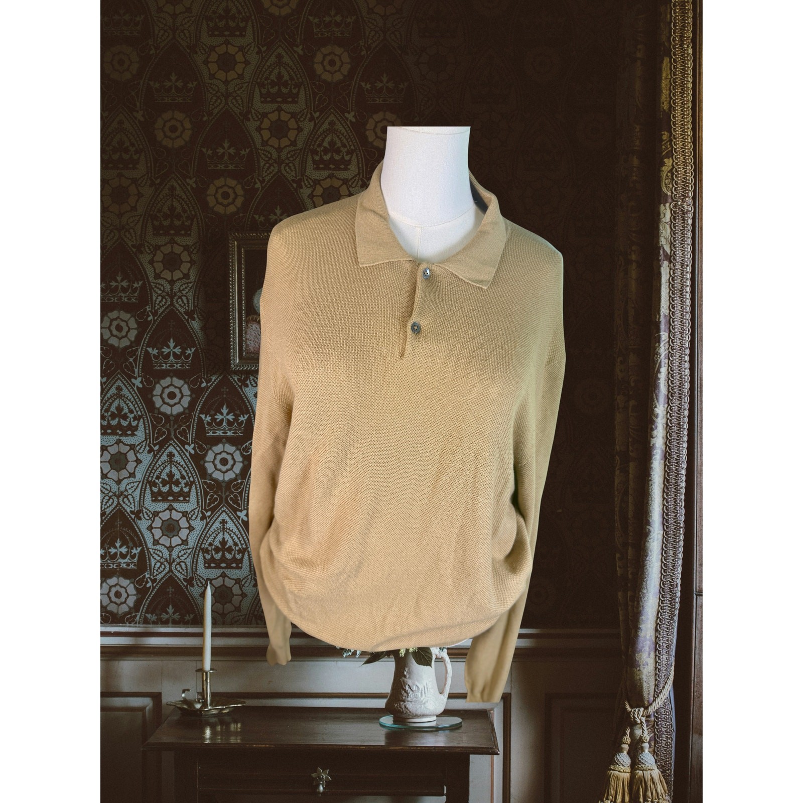 Vintage 2001 Ralph Lauren Polo Italy Camel Quiet Luxury Italian Yarn Sweater L