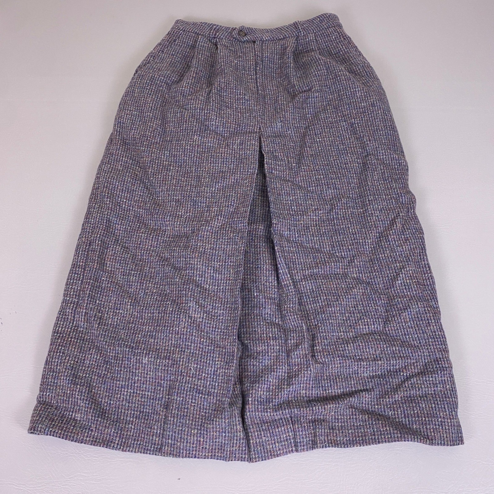 Vintage Country Shop Marshall Fields Tweed Midi Skirt Sz 14 Purple Wool Pockets