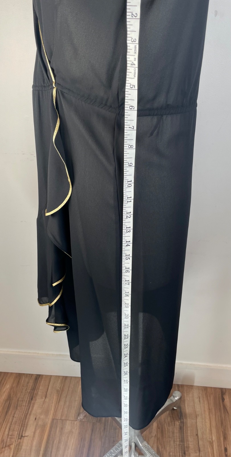 Unbranded black vintage semi sheer disco polyester 1970’s pullover dress 4-6