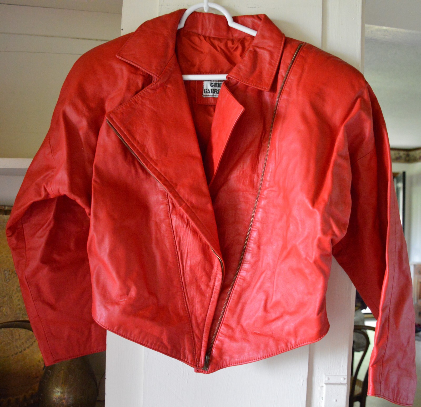 Vintage 1980’s Guido Gabrielli Buenos Aires Red Leather Jacket and Skirt S. 12
