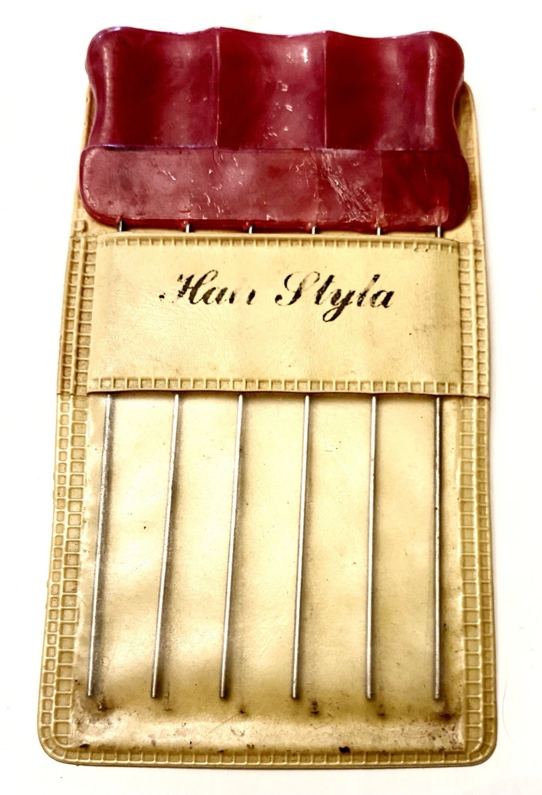 Vintage Gold And Red Hair Pic And Holder “Hair Styla”