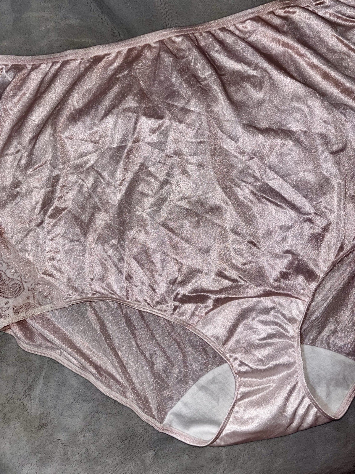 3 Pairs Lot Vtg Shadowline Shiny Nylon & Lace Granny Panty Brief Plus 3XL 3X New