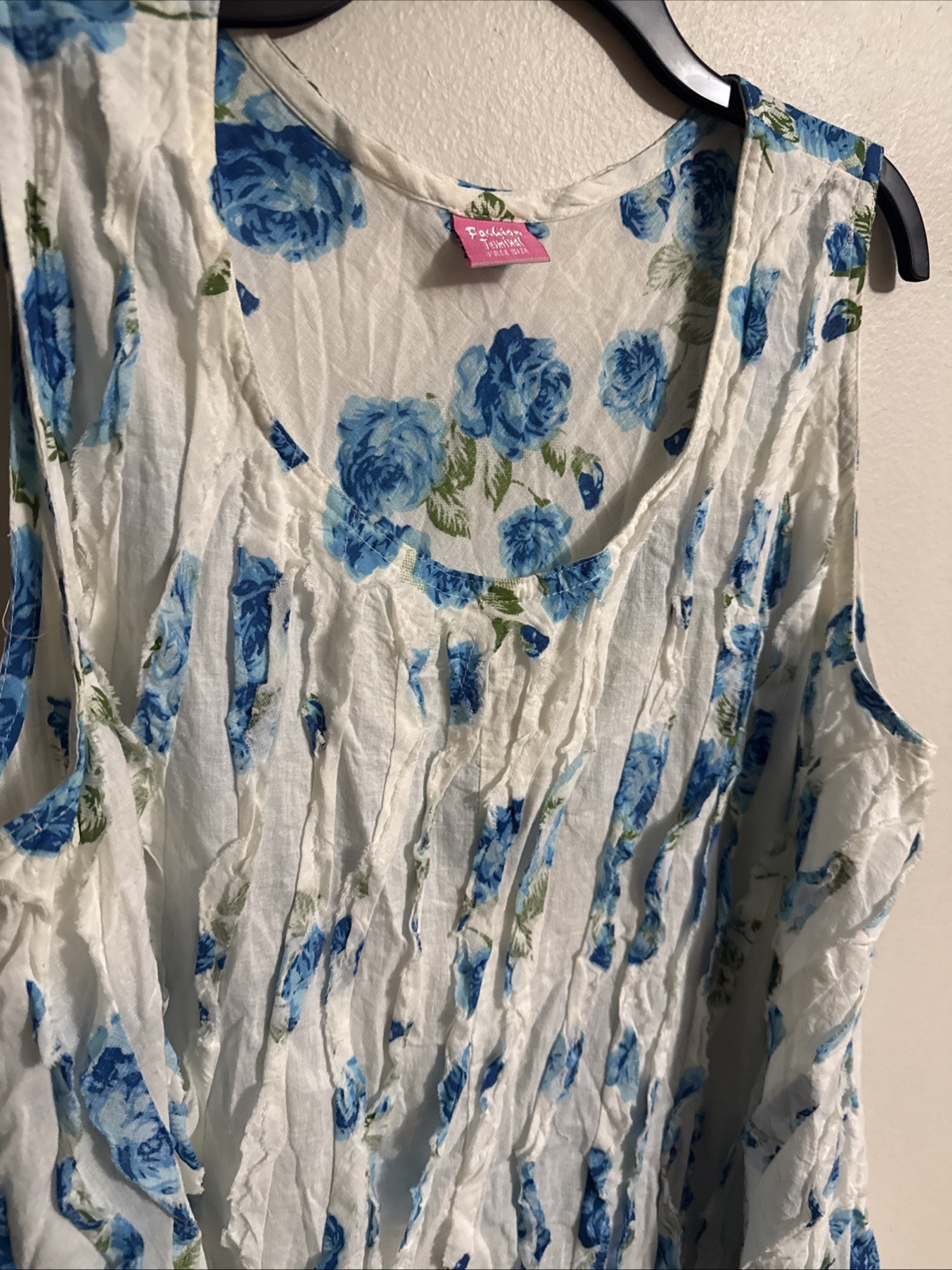 VTG Loungewear FLORAL Chenille Nightgown Dress Light Flowing Blue Rose Free Size