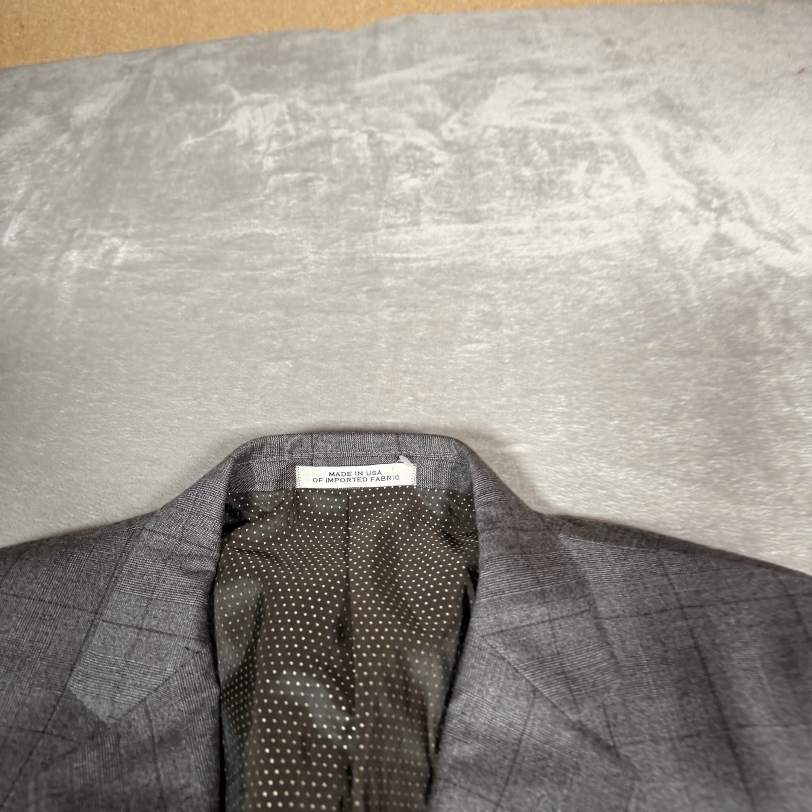 Joseph Abboud Blazer Mens 46 Gray Loro Piana Wool Jacket Gray Plaid Suit Coat
