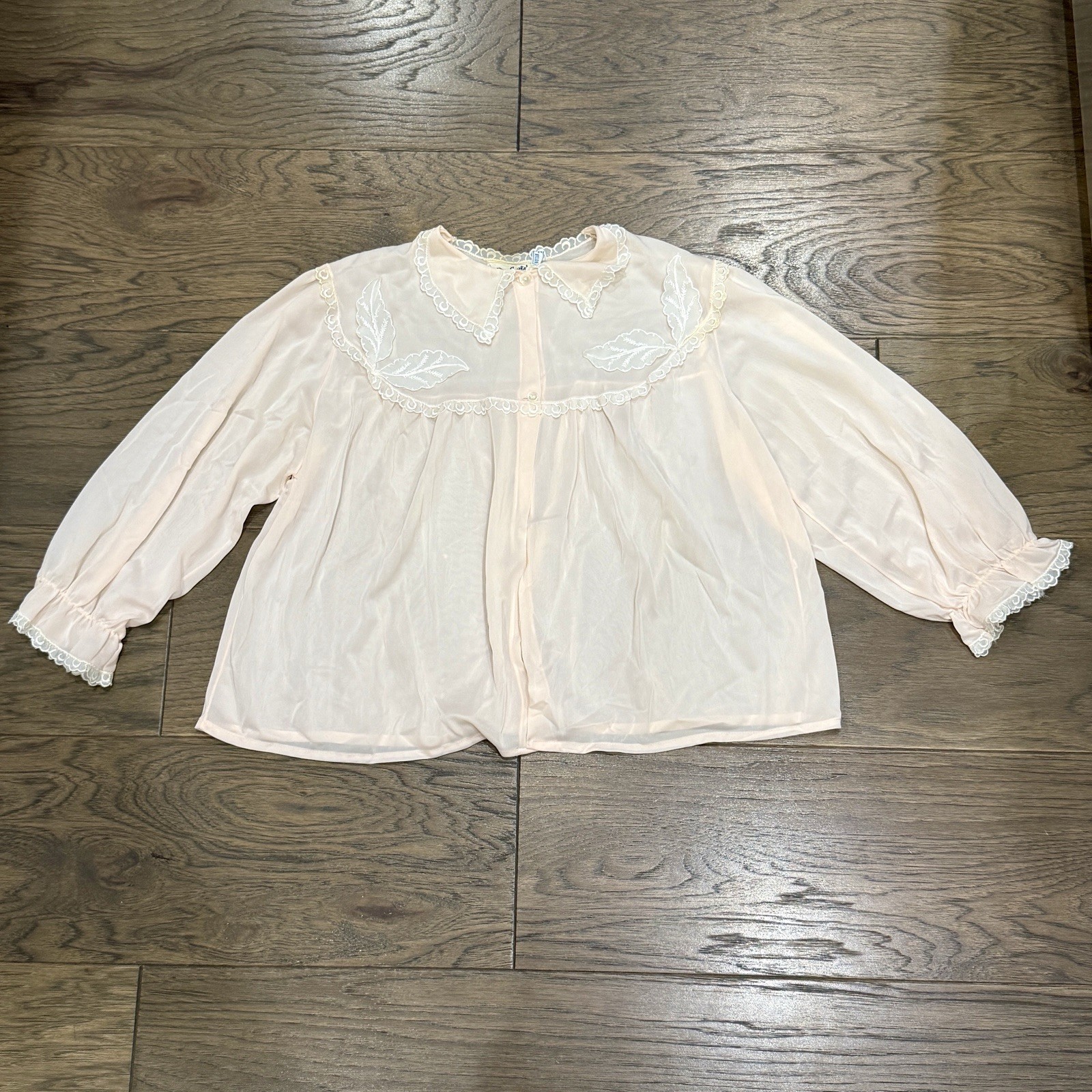 Vintage Dora Gottlieb Pink Nylon Lace Bed Jacket Top – Small, 1940s Style