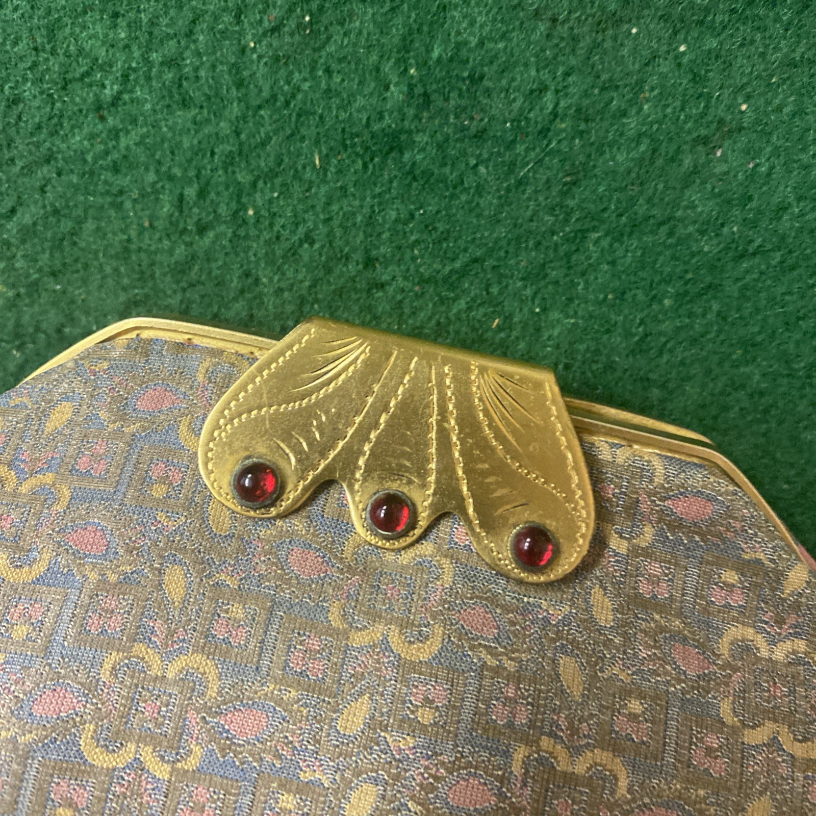 Vintage Smal approx. 7×5 Purse, Pouch, Bag, With Coin Purse-Metallic Fabric
