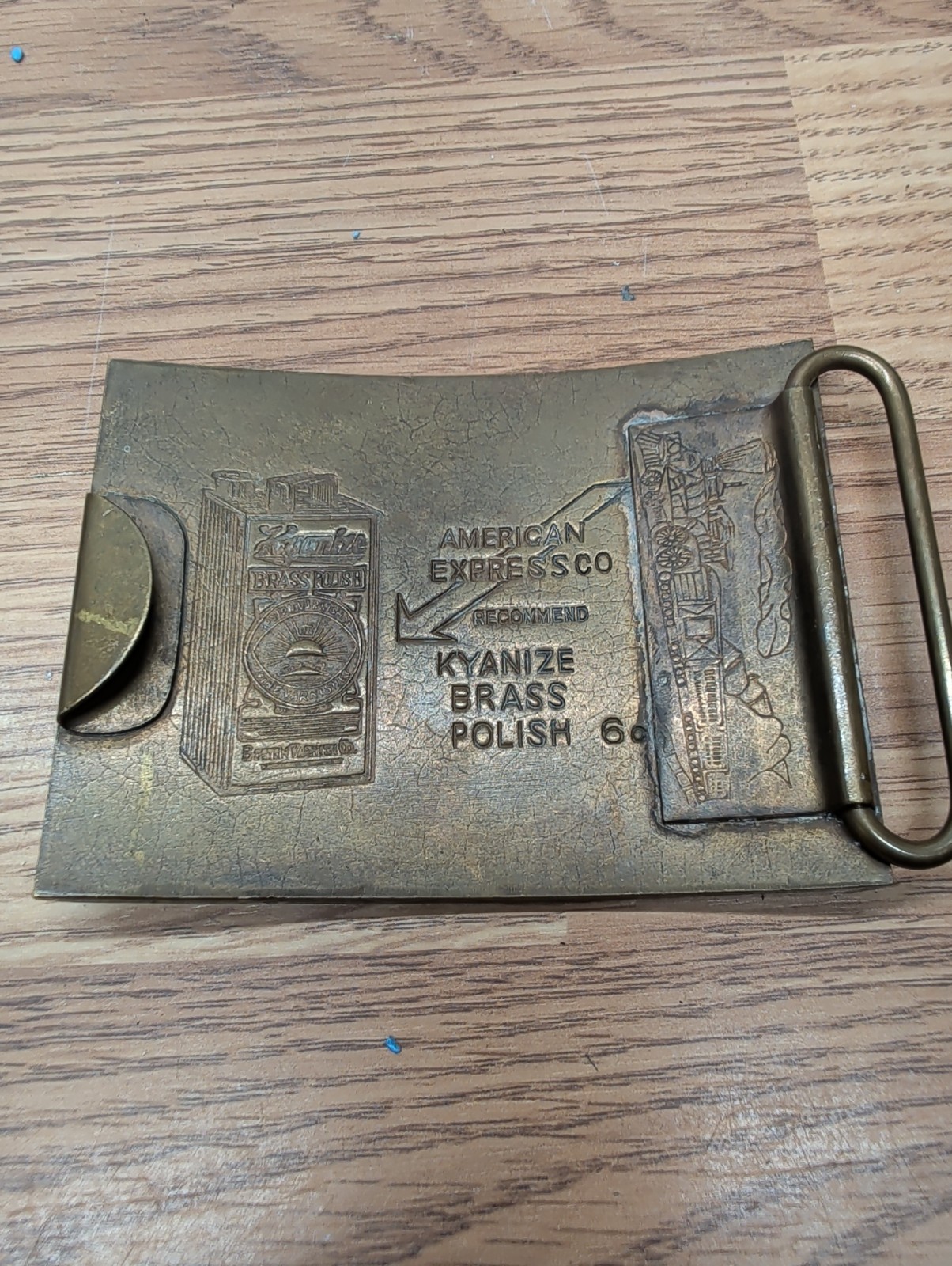 Large Vintage 1970’s Brass Buckle American Express Safety Dispatch Nevada, Nice