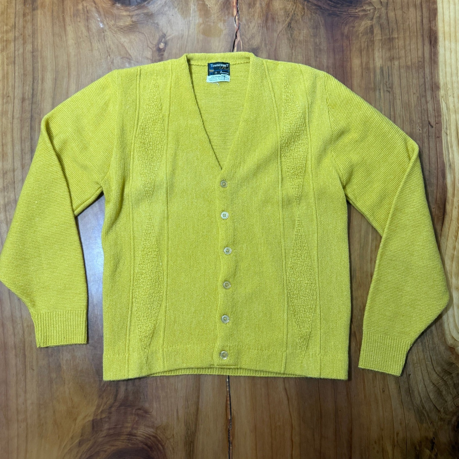 Vintage 60s Penneys Towncraft Men’s Grandpa Sweater M Cardigan Zefkrome B3-8