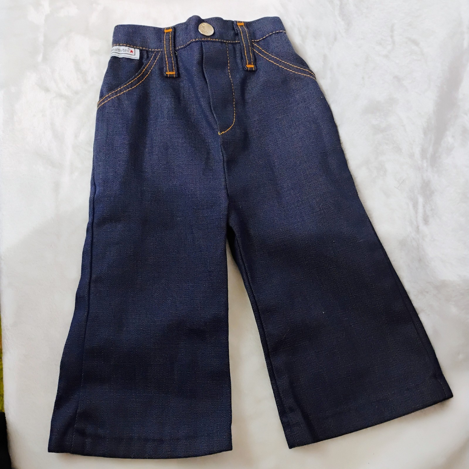 Vtg Health-Tex 12M Toddler Bell Bottom Flair Pants Blue Jeans USA Retro 70’s G