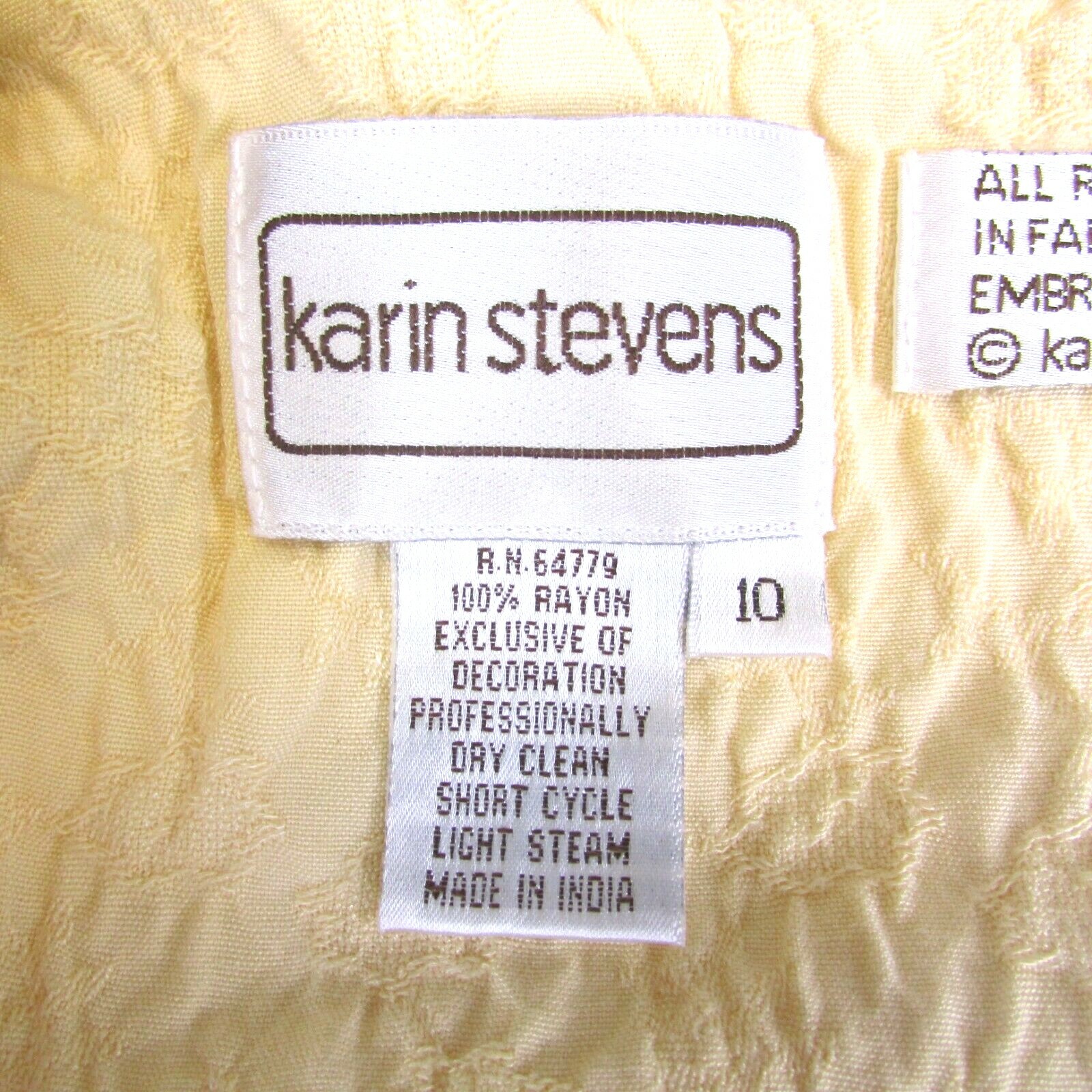 Vintage Karin Stevens Size 10 Long Dress Beaded Square Collar Button Cottagecore