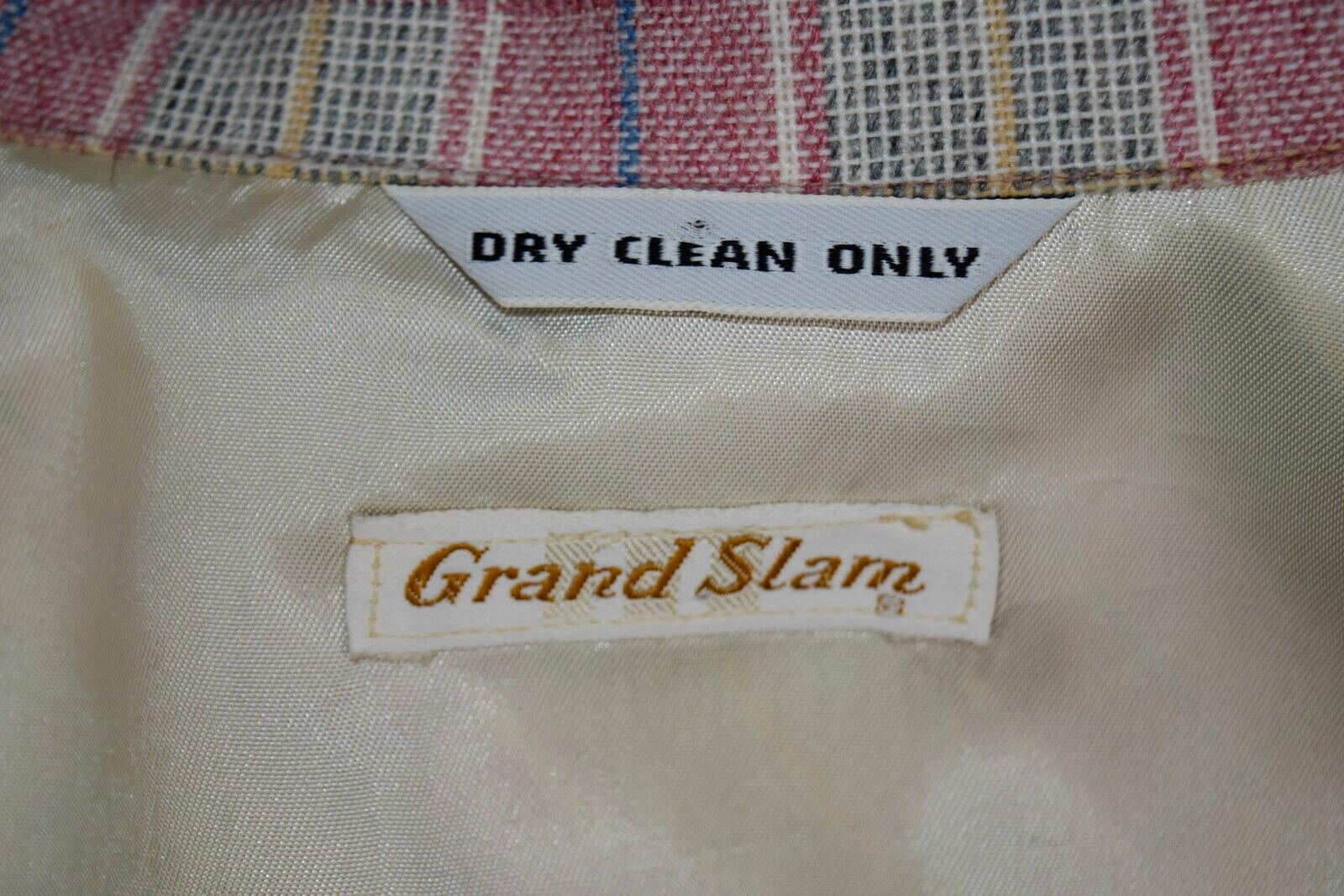 Vintage Plaid Leisure Jacket Grand Slam Munsingwear Size S/M 70s Mauve Lite Gray