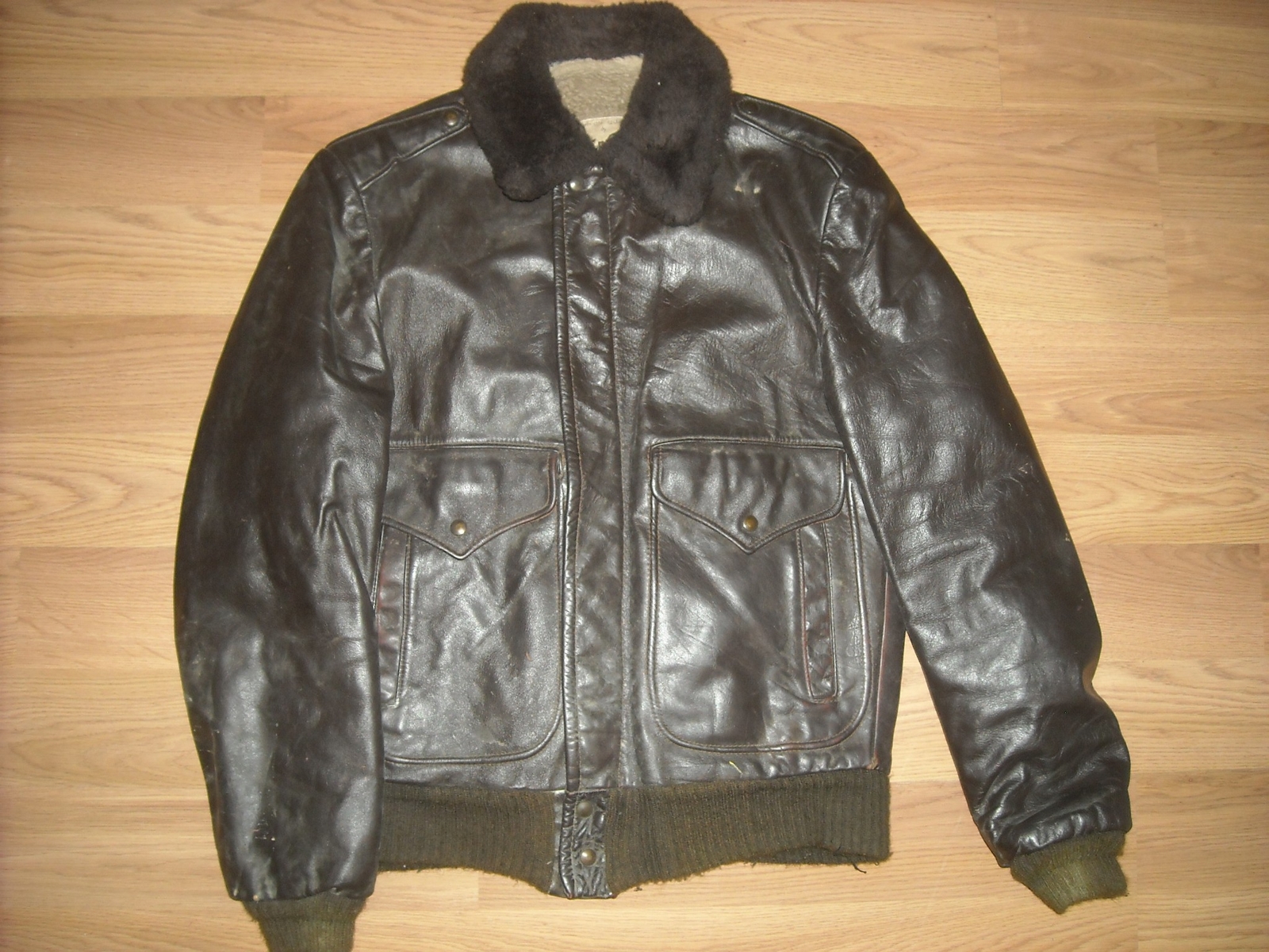 VTG 60S 70S MENS MEDIUM BROWN LEATHER LINED BOMBER FLIGHT G-1 JACKET
