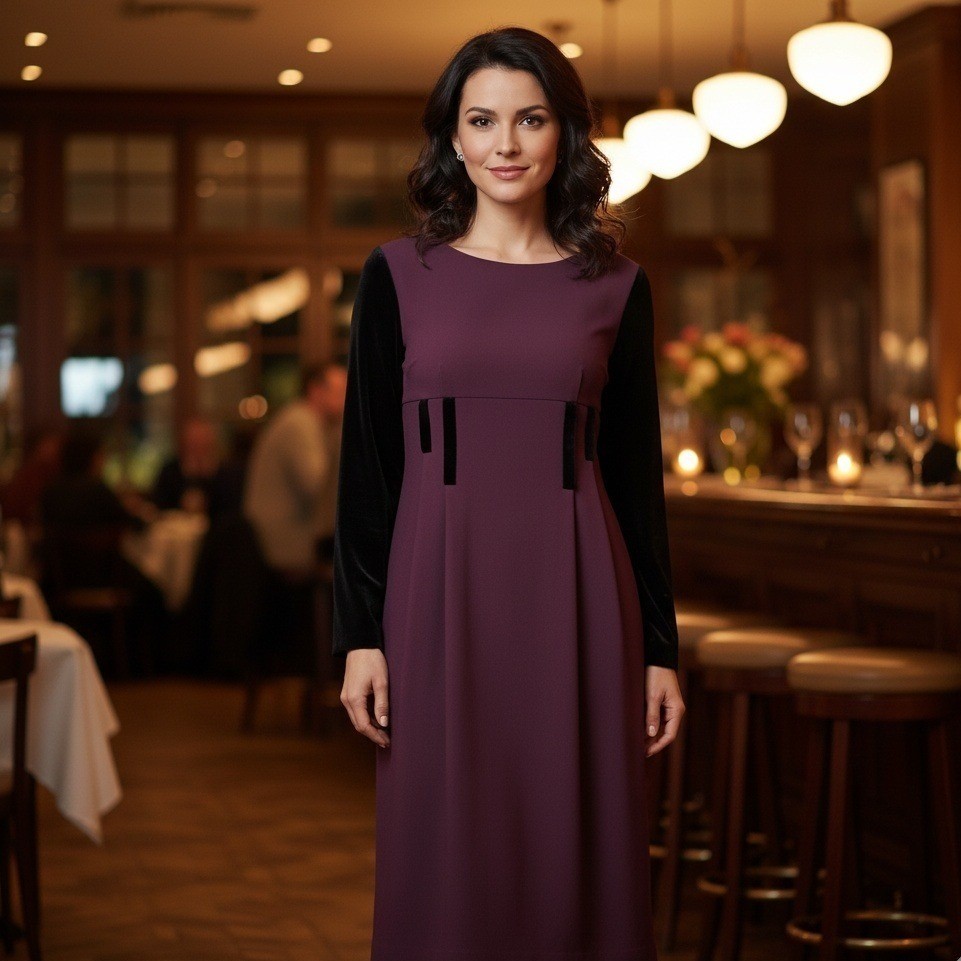 Vtg Ana Salazar Dress Womens Size 38 Wool Velvet Empire Waist Elegant Cocktail