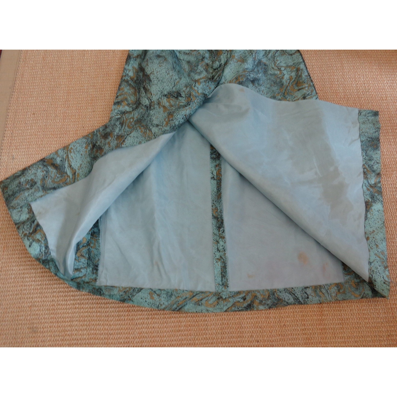Vintage 1950s Aqua Gold Iridescent Taffeta Halter Dress Wrap Rockabilly Cocktail