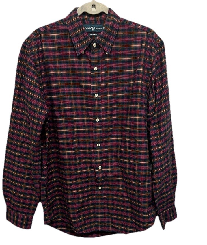 Vintage Ralph Lauren Mens Plaid Button Down Shirt Custom Fit NWOT SZ Large RETRO