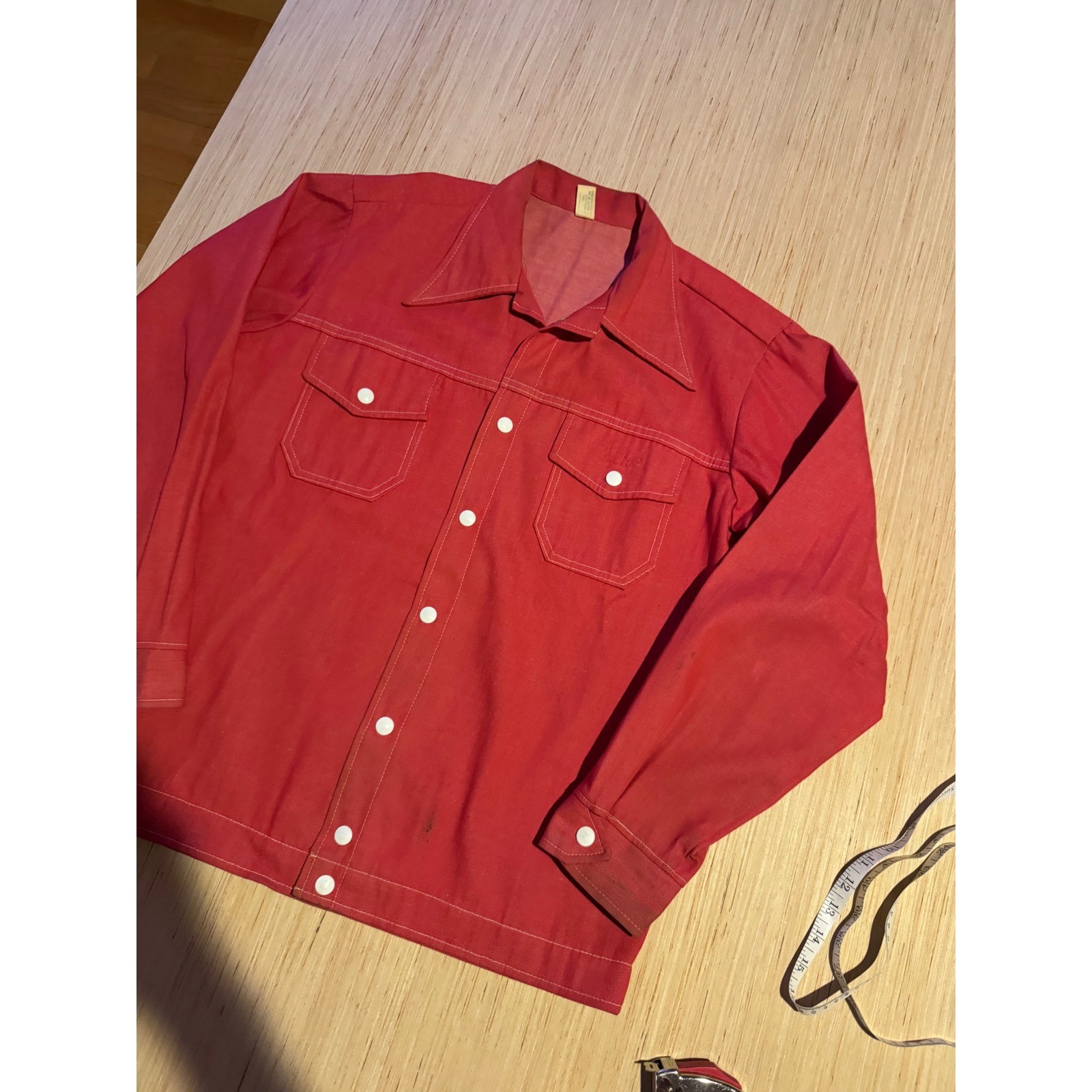 Vintage Louisville Sportswear Red Work Shirt Kentucky Bred Snap Button Mens M 37