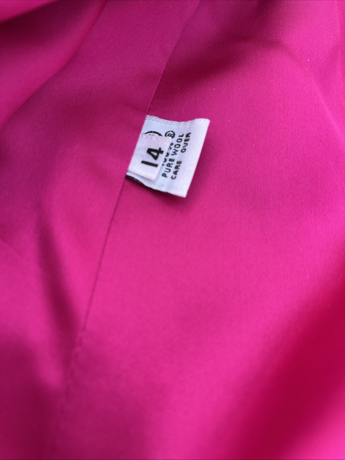 RARE! Vintage Linda Richards Henry Long Pink Wool Trench Coat Cream Overcoat 14