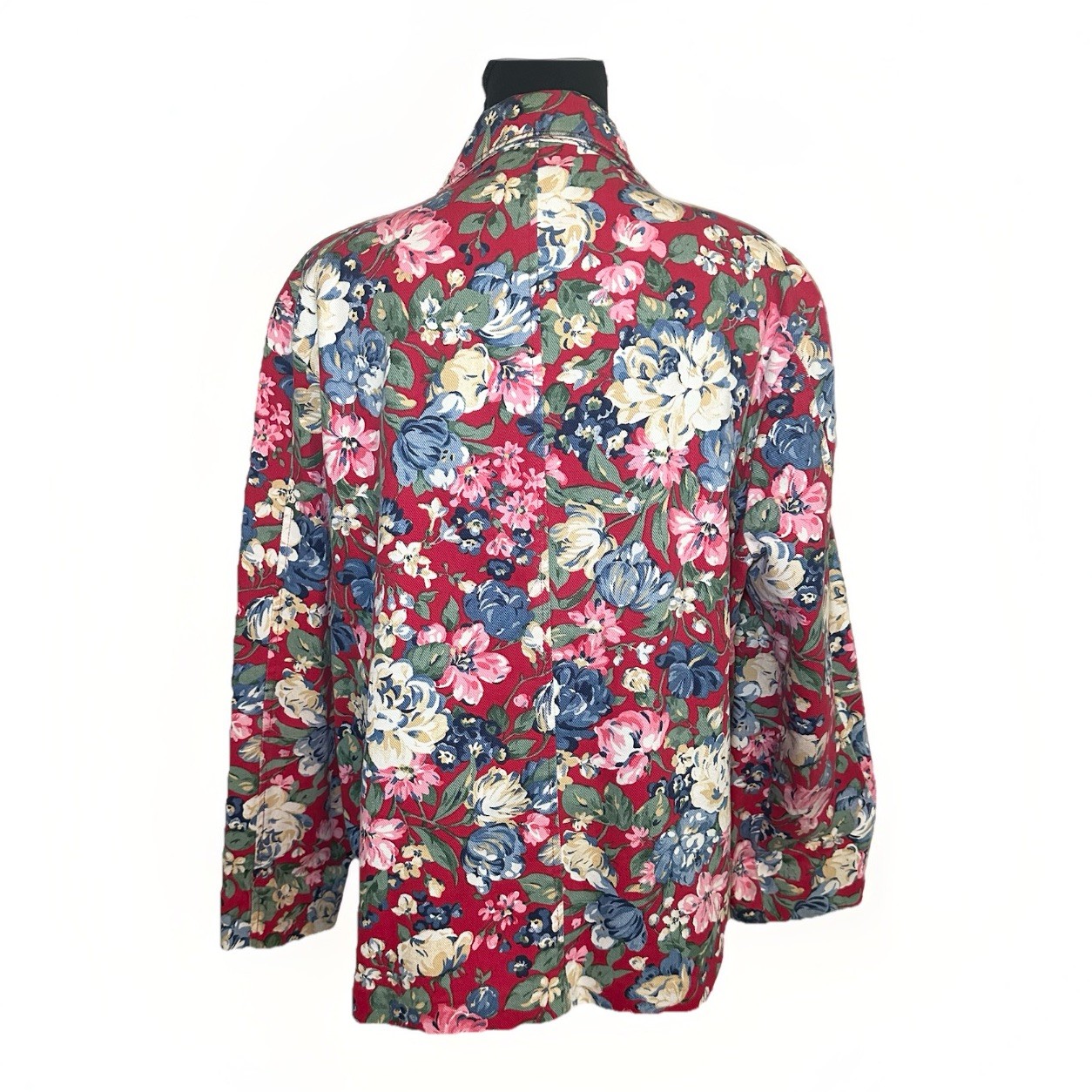 VTG Gotcha Covered Denim Blazer Floral Red Jacket Colorful Cotton Women XL