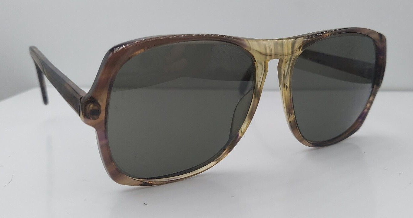 Vintage SRO Brown Gray Oval Horn-Rimmed Sunglasses Frames USA