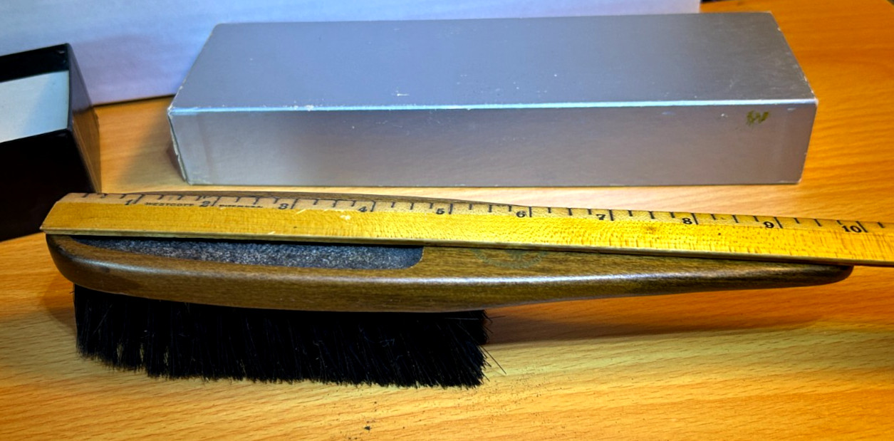 A Vintage Hand Held Garment Brush with Wood Handle Germany 10″