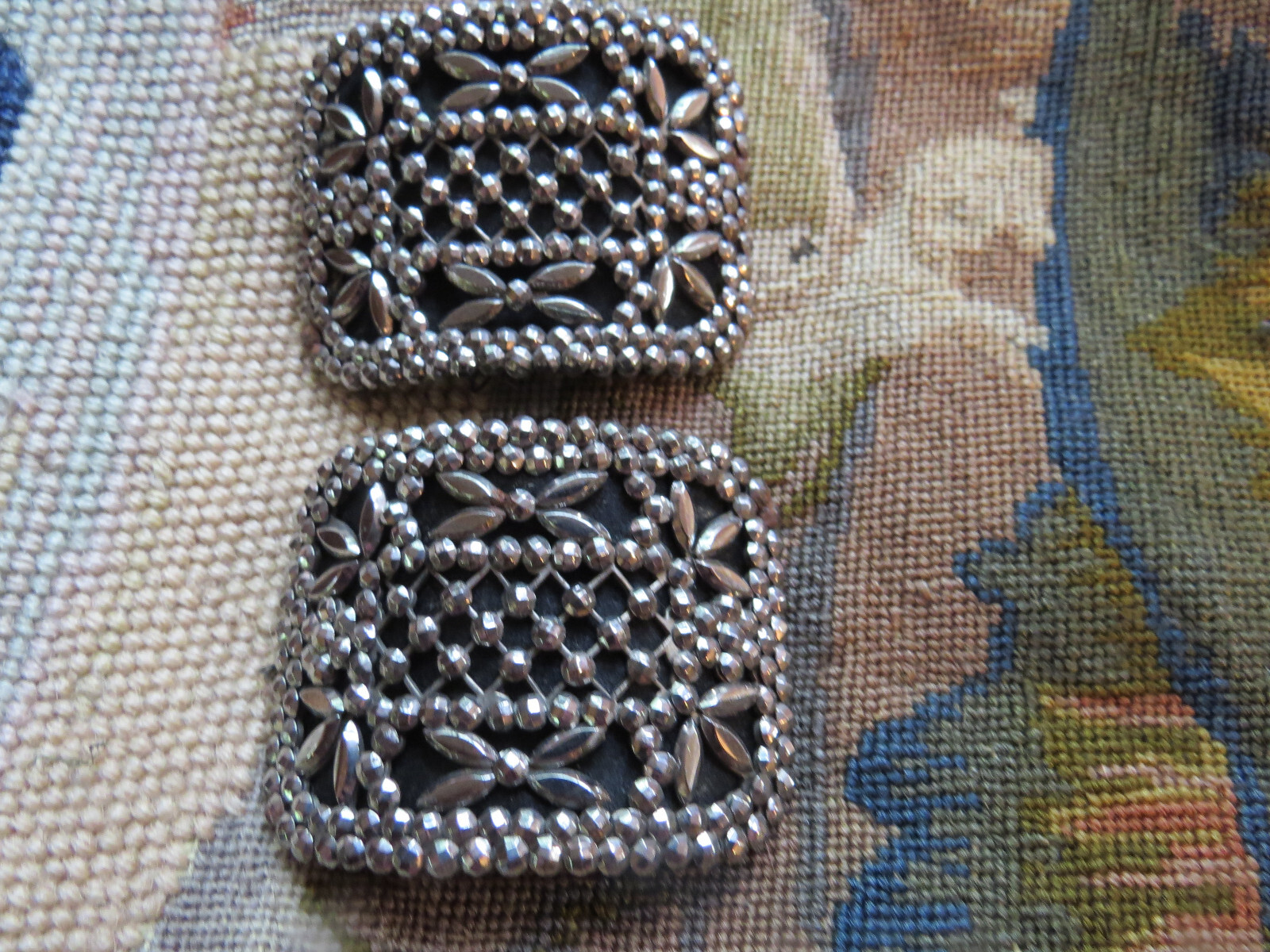 Vtg Antique Victorian Art Deco Silver Steel Cut Shoe Buckle Clip EVERGRIP FRANCE