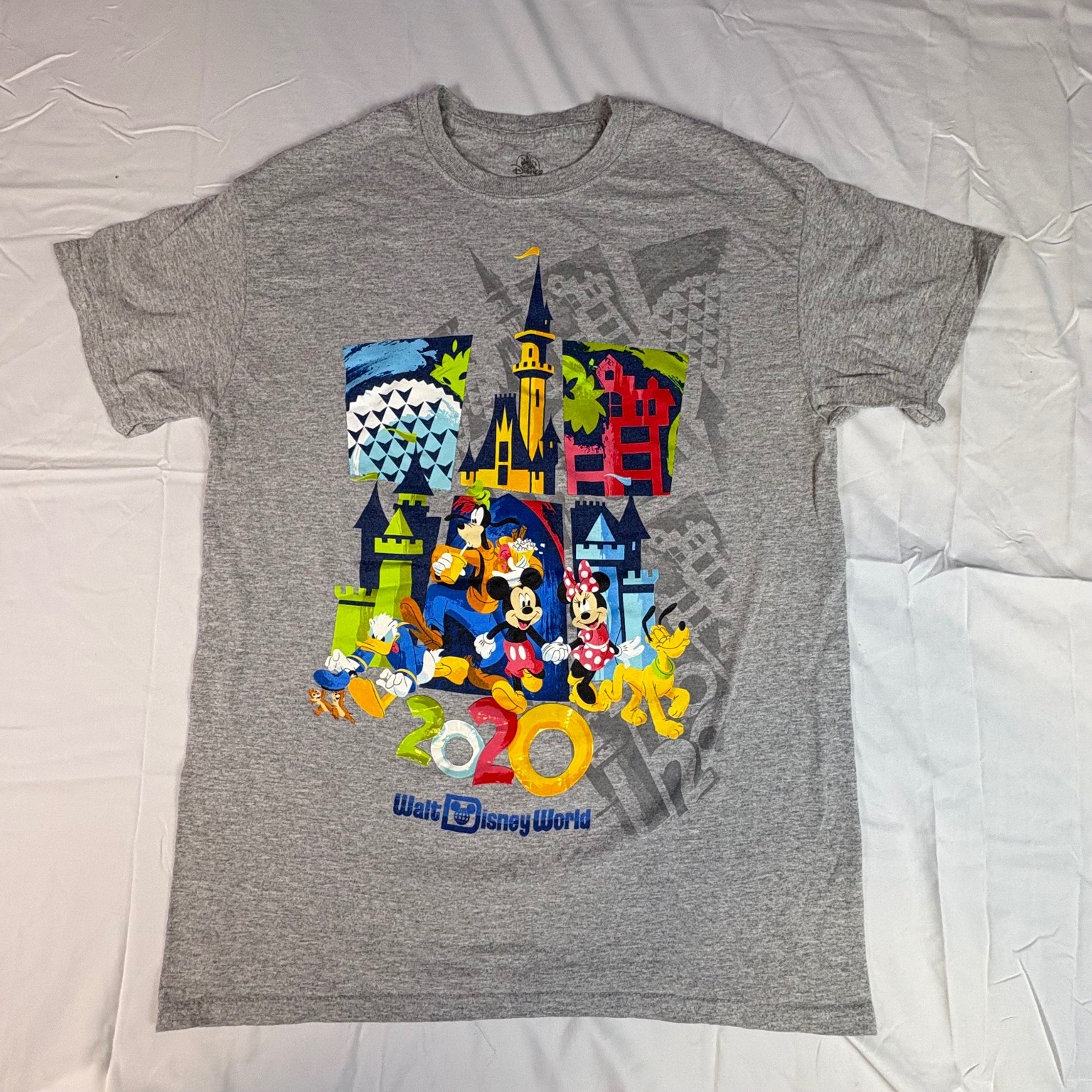 Disney Walt Disney World 2020 Castle T-Shirt Mickey & Friends Gray M