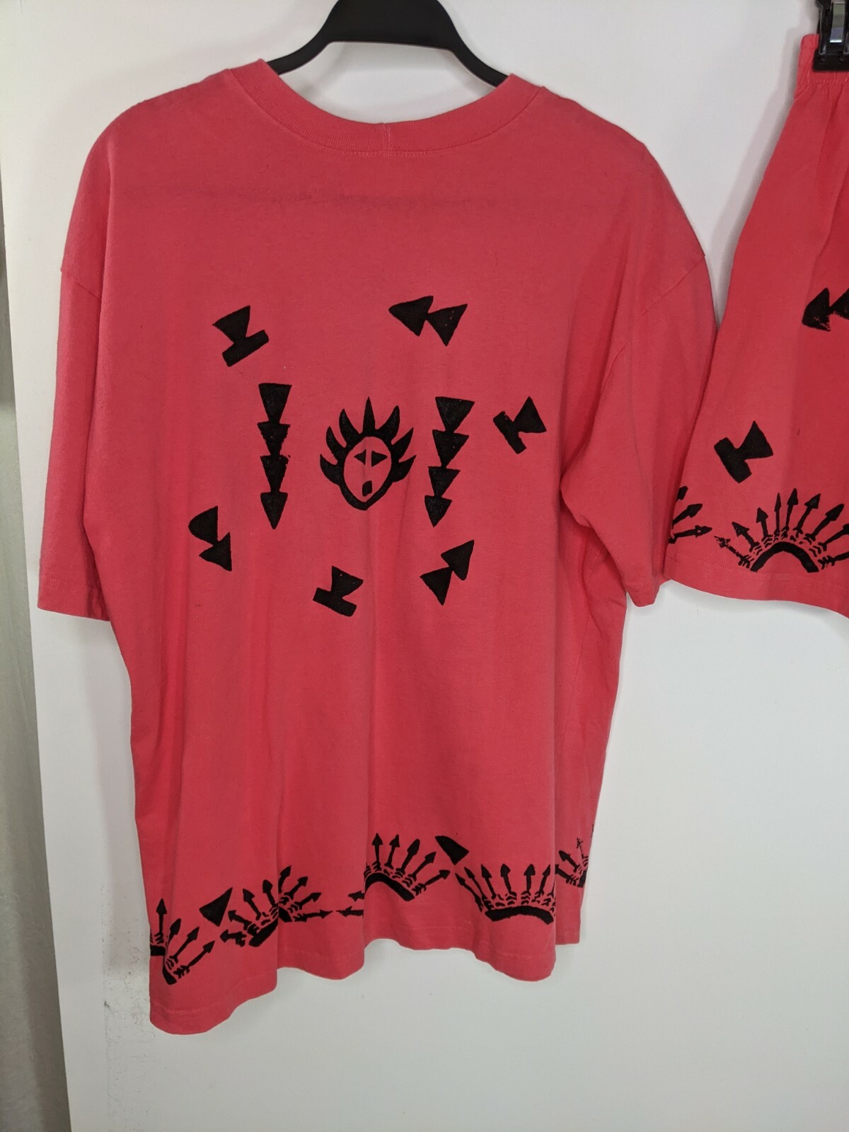80’s Inventions By LA Express Cotton Shorts Set Outfit Red Black Southwestern