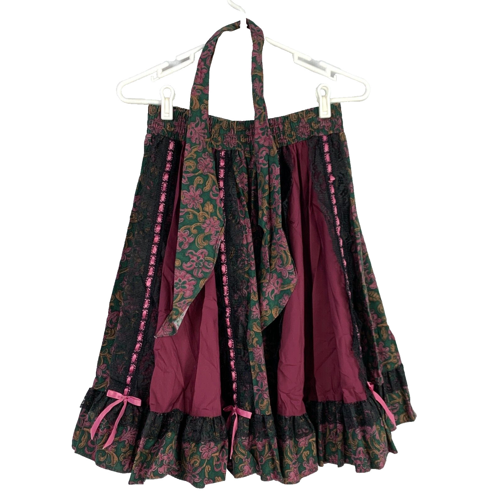 Vintage Square Up Fashions Red Lace Dancing Lyrical Goth Circle Skirt Medium