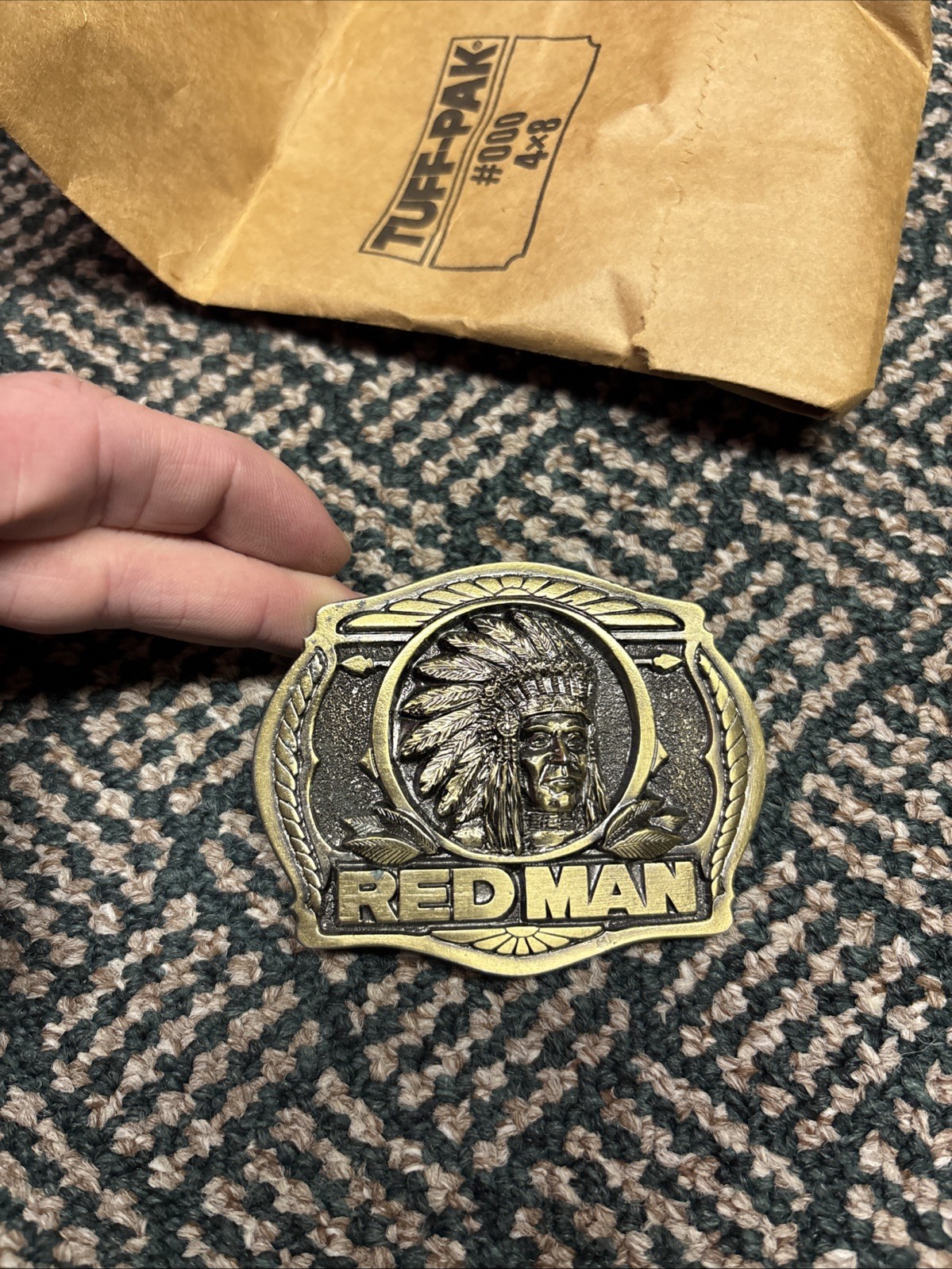 Brass Belt Buckle Red Man Great American Buckle co. 1988 Limited Edition *NEW*