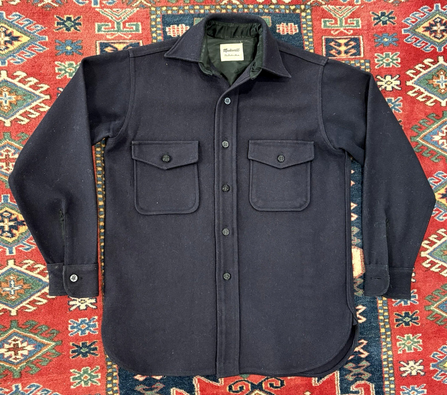 MADEWELL wool CPO work shirt sz M union made in New Bedford MA VTG 60s *flaw*