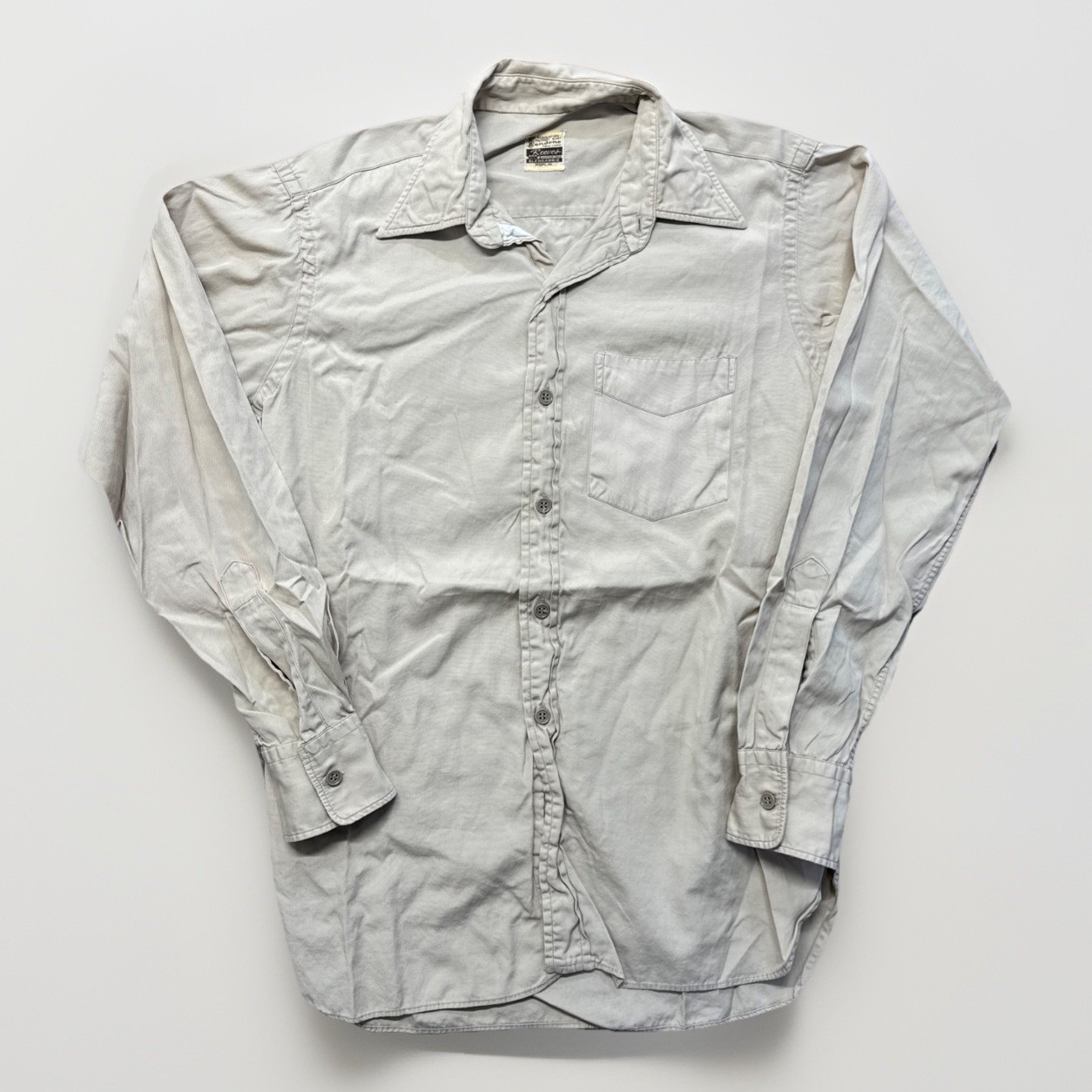 Vintage Reeves Poplin Work Shirt Men M Military Sanforized Cotton 50s 40s