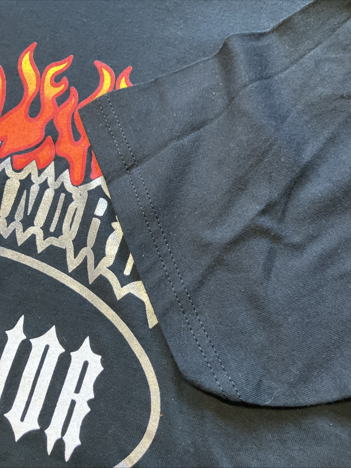 Vintage Y2K Rock And Roll Warrior Hall Of Fame Cleveland OH Flame Shirt Black L