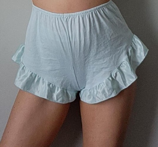 Vtg 80’s Intimate Moments 2-pc Blue Cotton Ruffled Pijama Set! L