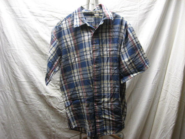 Vintage Basic Editions L Large Short Sleeve Lounge Plaids Checks Button Shirt