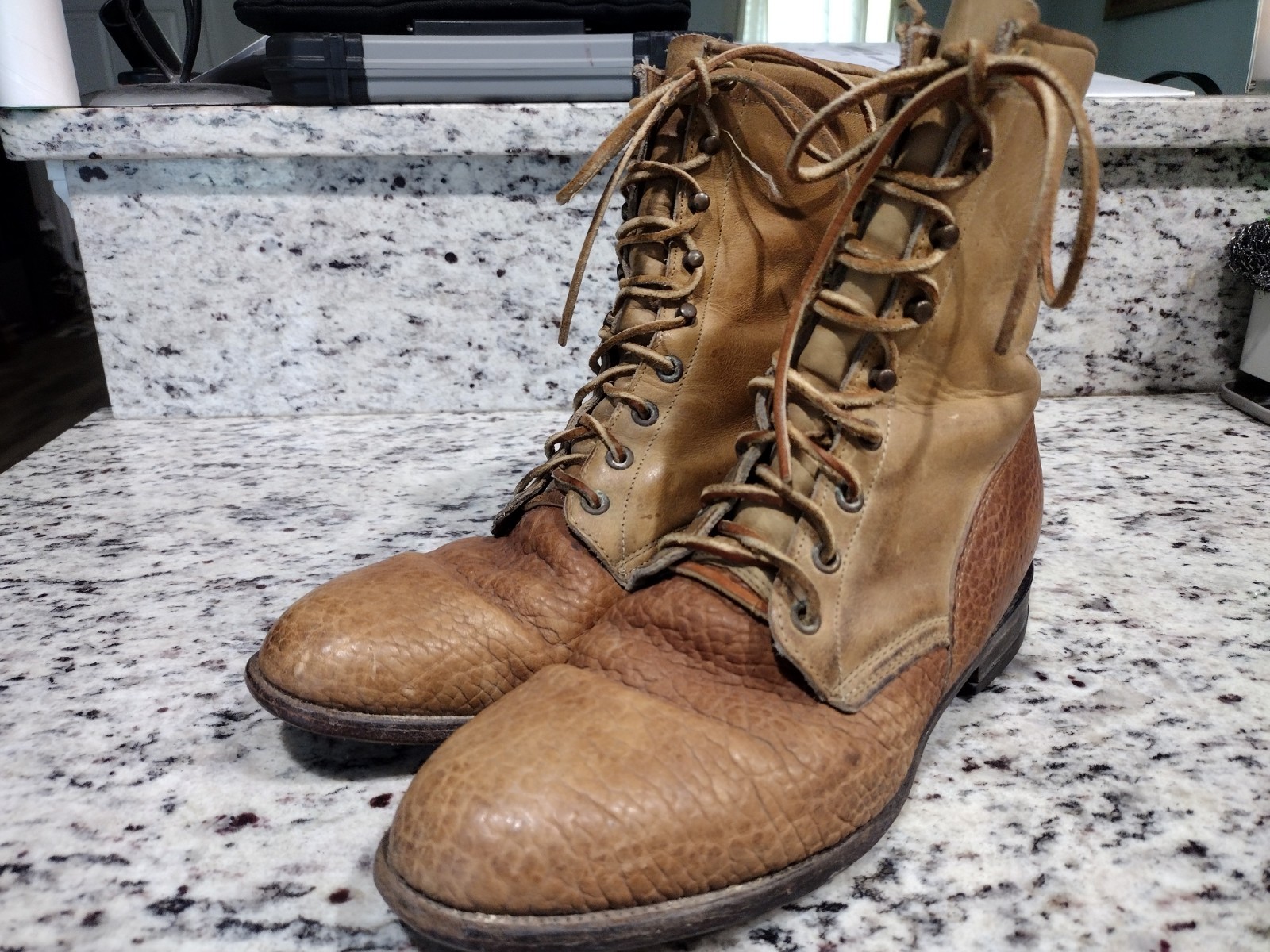 Vintage Justin Roper Boots Brown Leather Lace Up Fringe Women’s Size 8.5D