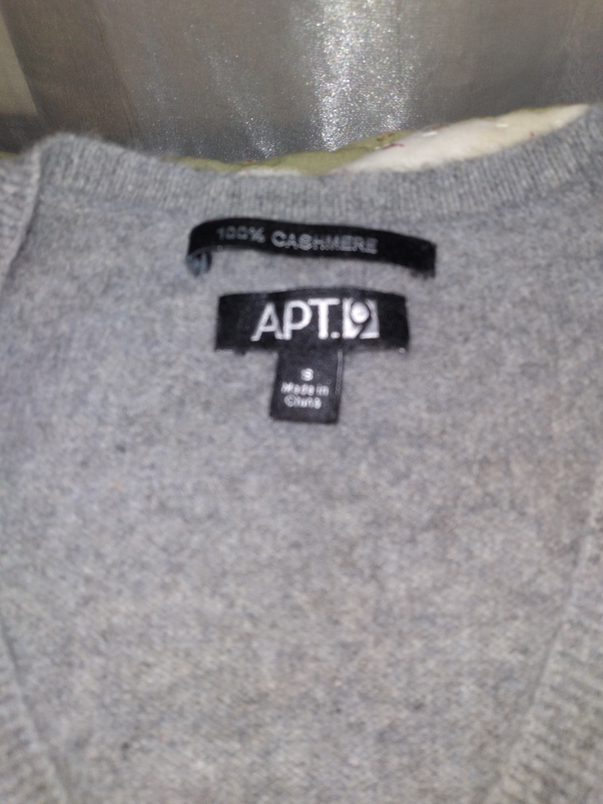 APT.9 VINTAGE 100% CASHMERE SWEATER ARGYLE PRINT V-NECK S NVR WORN NOS