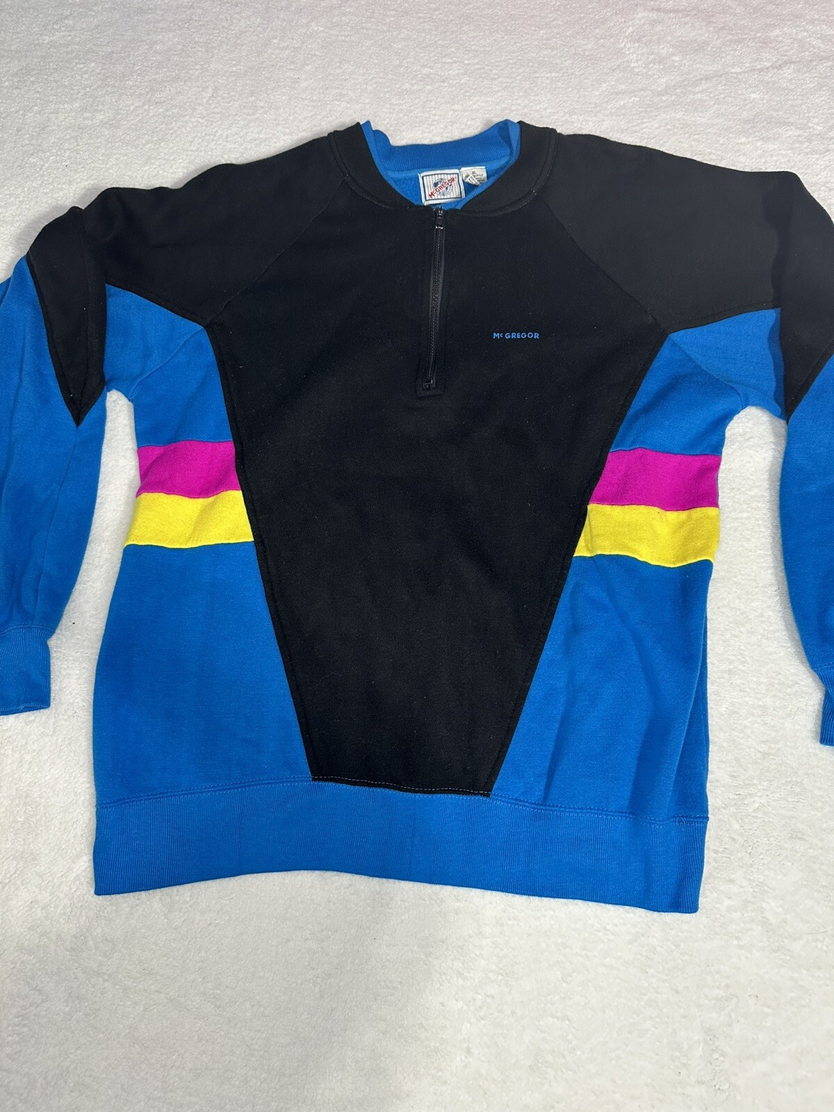 Vintage McGregor Label McGREGOR Zippered (XL) Sweatshirt BLACK BLUE PINK YELLOW