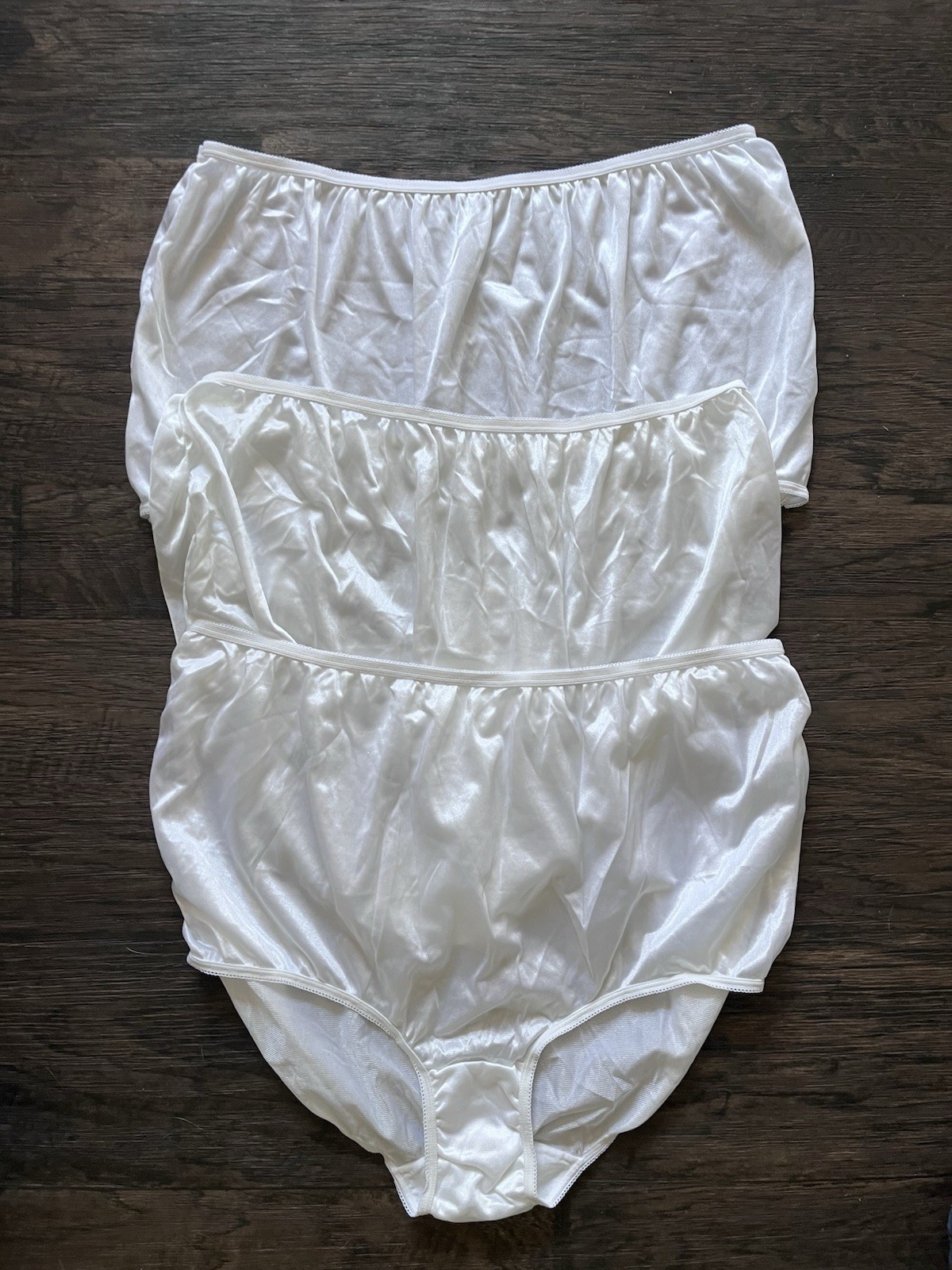 Vintage Lot Of 3 Nylon Panties Plus Sz 10 Lasting Comfort White Sheer Brief 606
