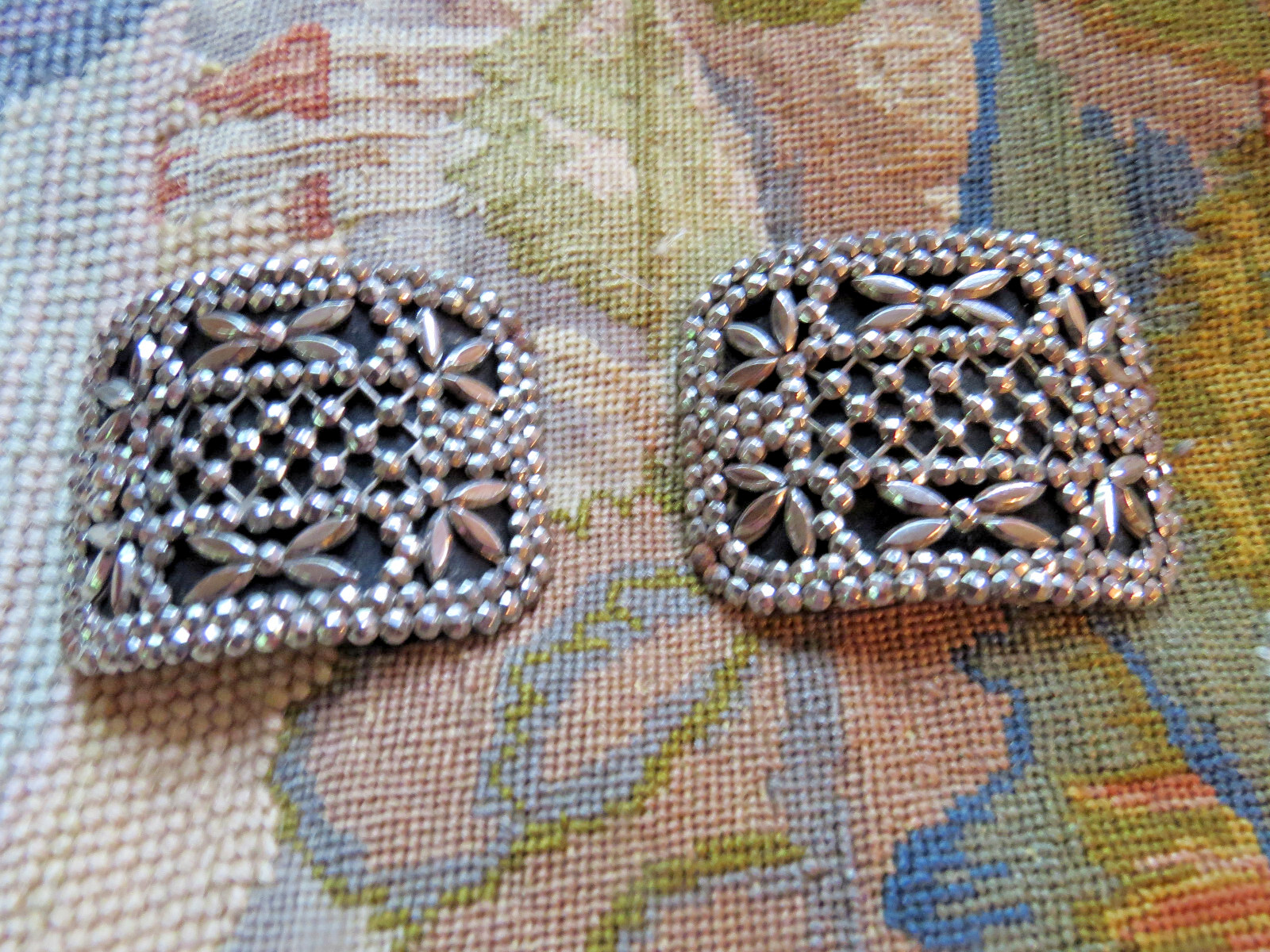 Vtg Antique Victorian Art Deco Silver Steel Cut Shoe Buckle Clip EVERGRIP FRANCE