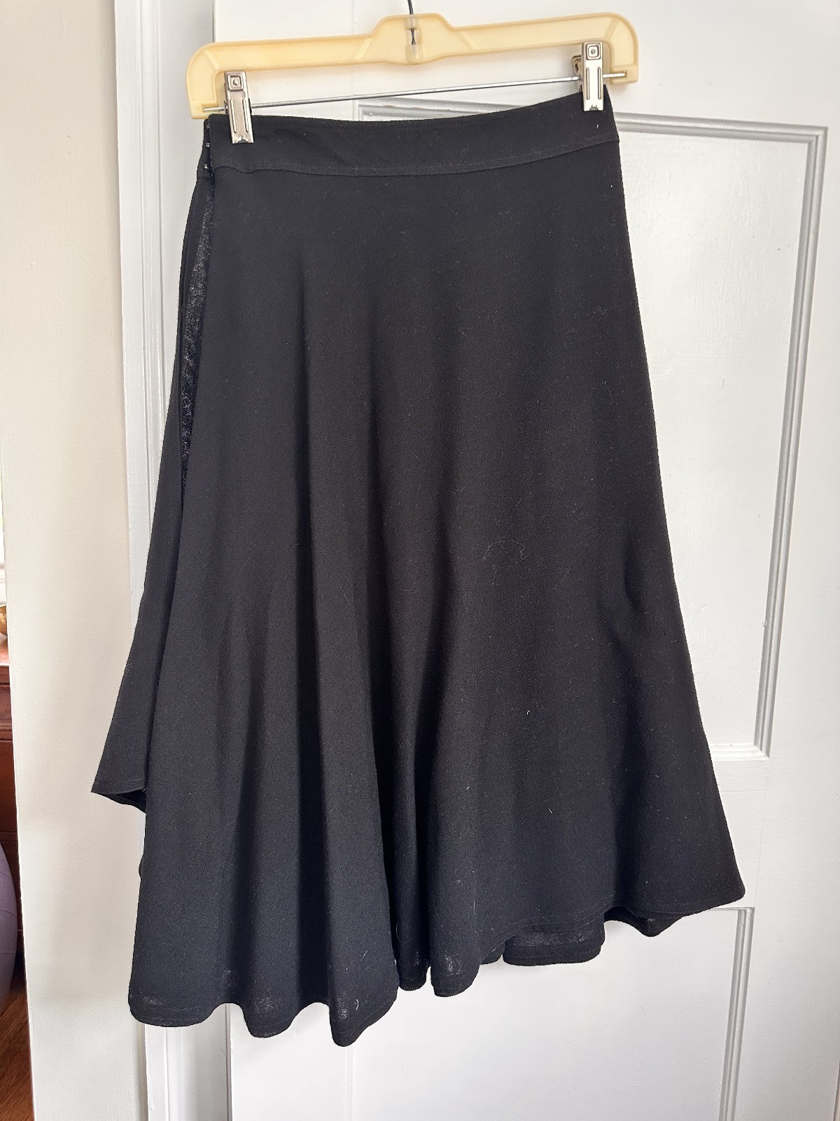 Vintage Black Wool 1970s Chloe Wrap Skirt XS S Saks Fifth Avenue Made in France