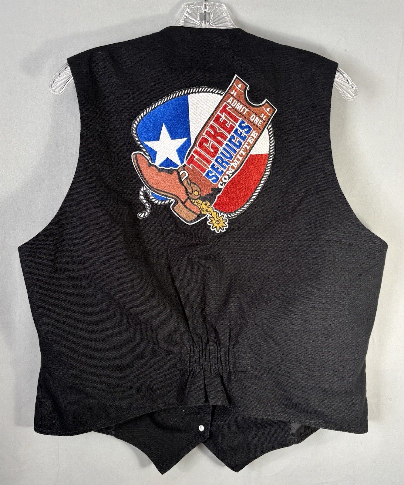 VintageTexas Ticket Spurs Western Vest Houston Uniform Apparel Sz L Rodeo Cowboy